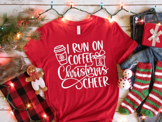 I Run On Coffee & Christmas Cheer (Screen Print Transfer)