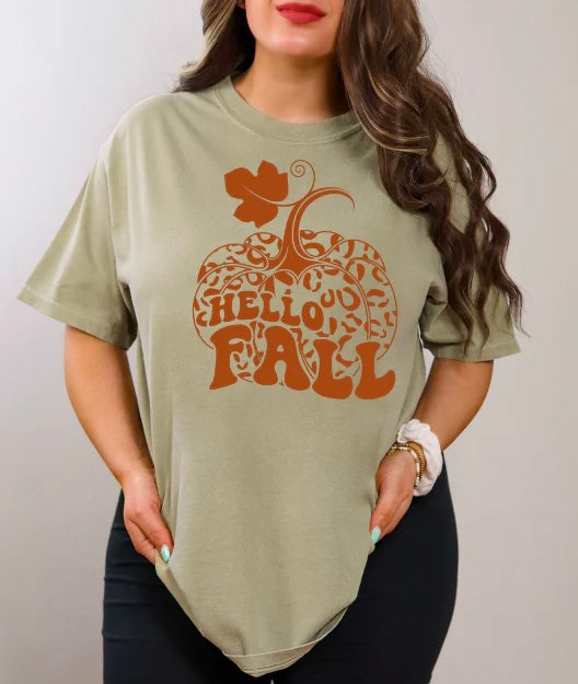 Hello Fall Pumpkin Cheetah (Screen Print Transfer)