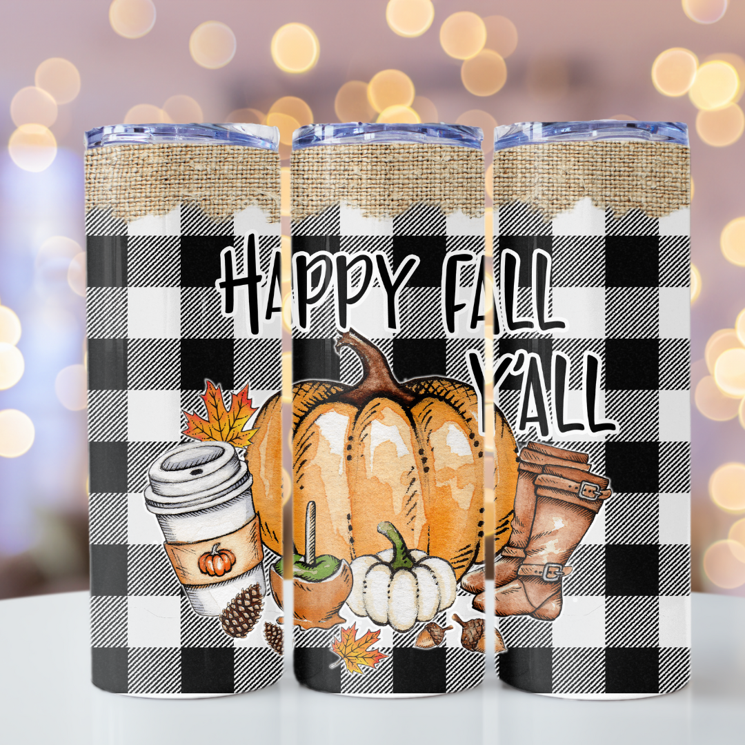 Happy Fall Y'all (20 OZ Sublimation Wrap)