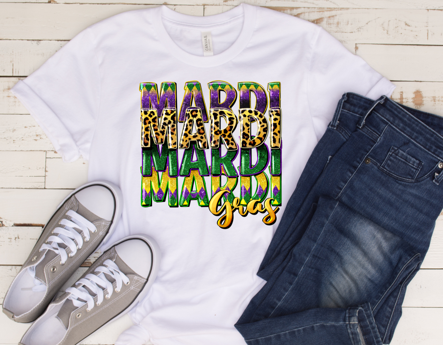 Mardi Gras Stacked (DTF Transfer) (Adult)