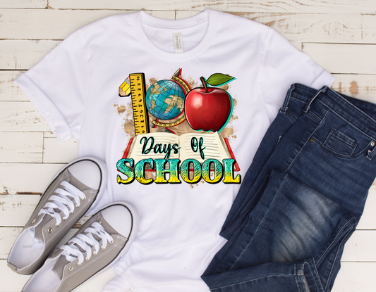 100 Days Of School With Book  (DTF Transfer) (Adult)